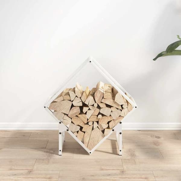 vidaXL Vedstativ hvit 50x25x50 cm kaldvalset stål