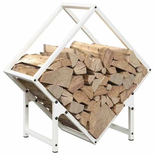 vidaXL Vedstativ hvit 50x25x50 cm kaldvalset stål