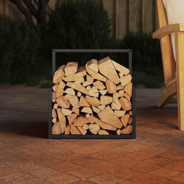 vidaXL Vedstativ svart 40x40x40 cm kaldvalset stål