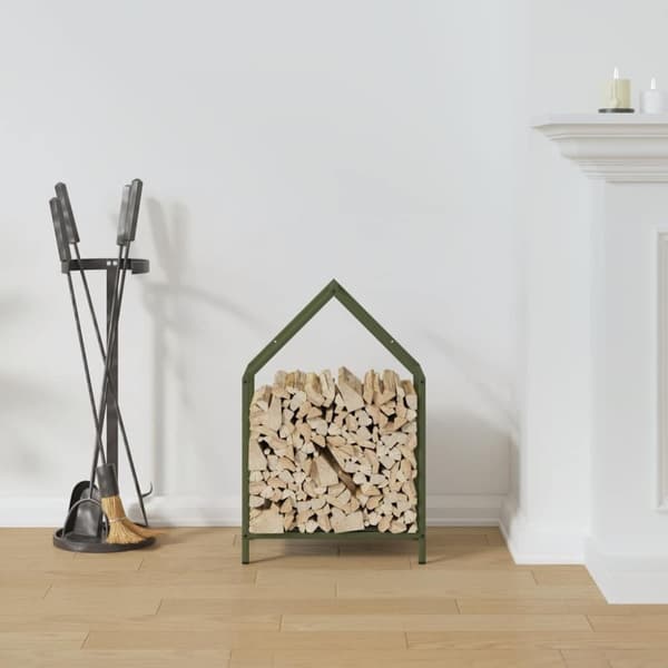 vidaXL brændestativ 40x25x60 cm koldvalset stål olivengrøn
