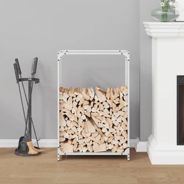 vidaXL brændestativ 60x28x90 cm koldvalset stål hvid