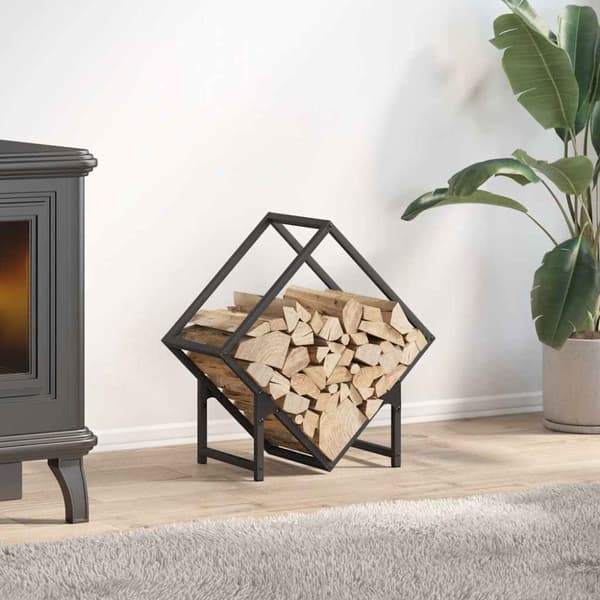 vidaXL Vedstativ svart 50x25x50 cm kaldvalset stål
