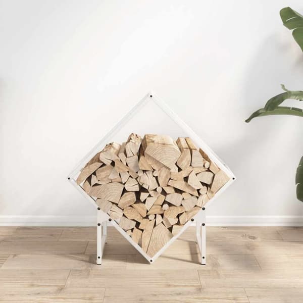 vidaXL brændestativ 60x25x60 cm koldvalset stål hvid
