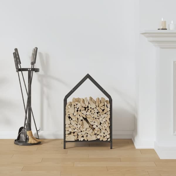 vidaXL brændestativ 40x25x60 cm koldvalset stål sort