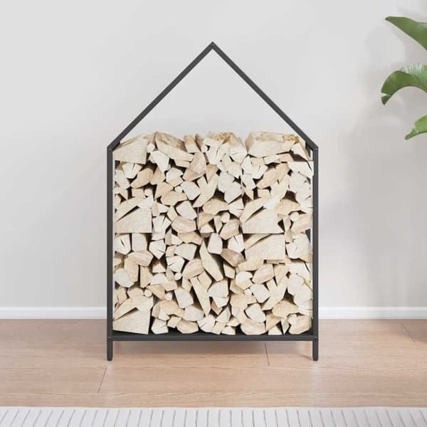 vidaXL brændestativ 60x25x90 cm koldvalset stål sort