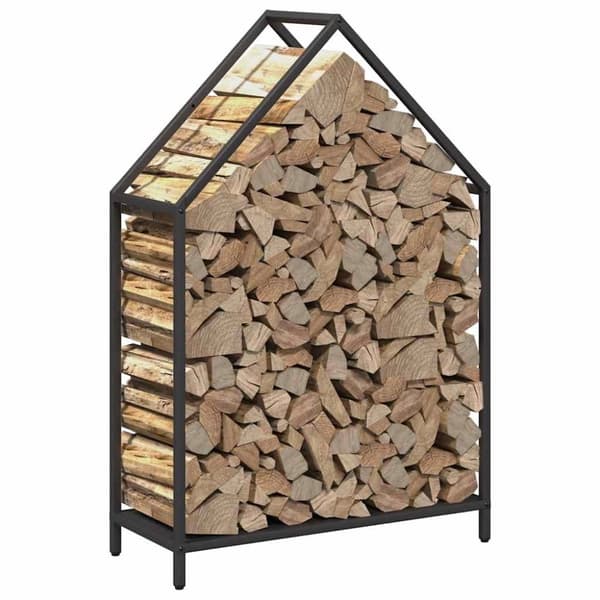 vidaXL Vedstativ svart 60x25x90 cm kaldvalset stål