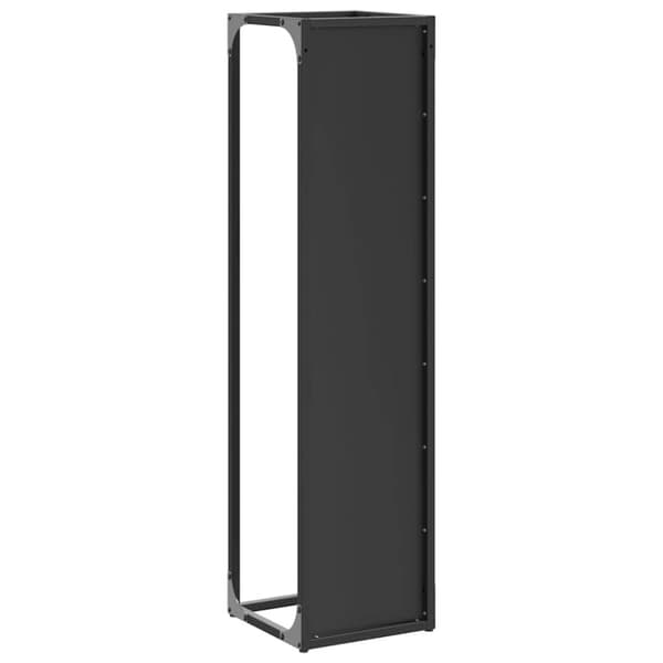 vidaXL Polttopuuteline musta 25x25x100 cm kylmävalssattua terästä