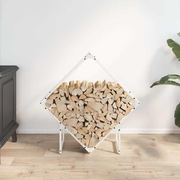 vidaXL brændestativ 80x25x80 cm koldvalset stål hvid