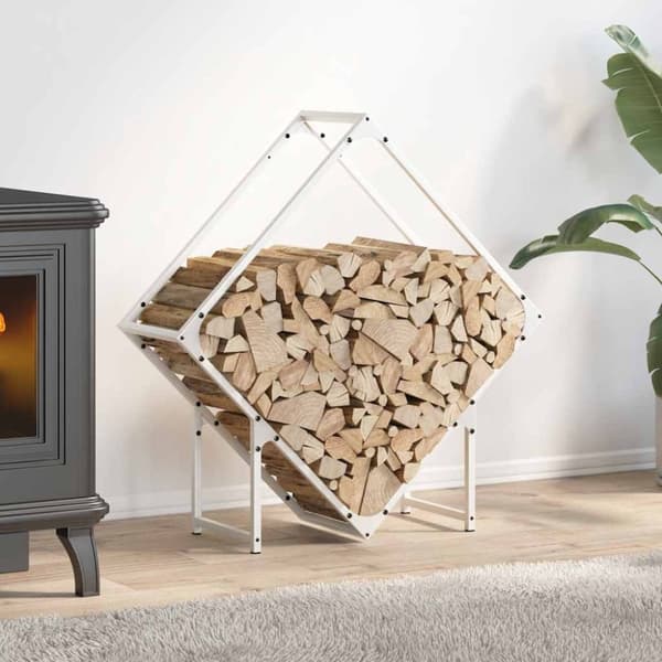 vidaXL brændestativ 80x25x80 cm koldvalset stål hvid