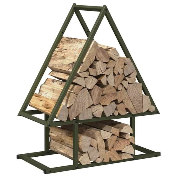 vidaXL Vedstativ olivengrønn 50x25x60 cm kaldvalset stål
