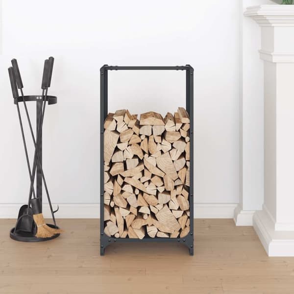 vidaXL Vedstativ antrasitt 40x30x80 cm kaldvalset stål