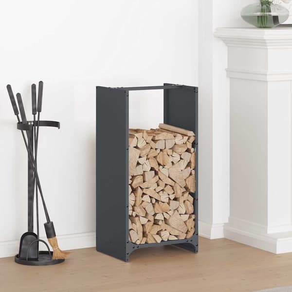 vidaXL Vedstativ antrasitt 40x30x80 cm kaldvalset stål