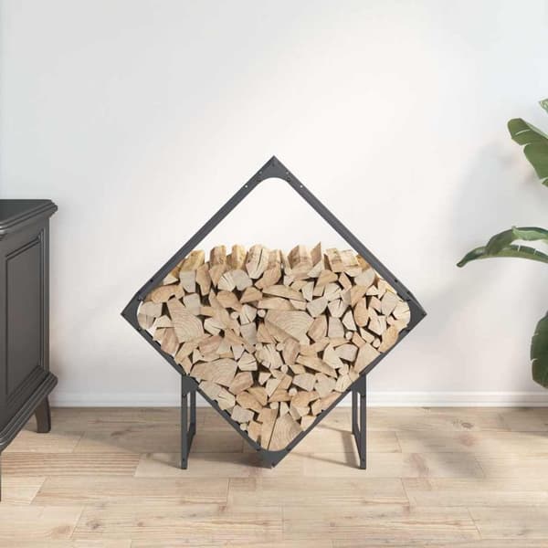 vidaXL Vedstativ antrasitt 80x25x80 cm kaldvalset stål