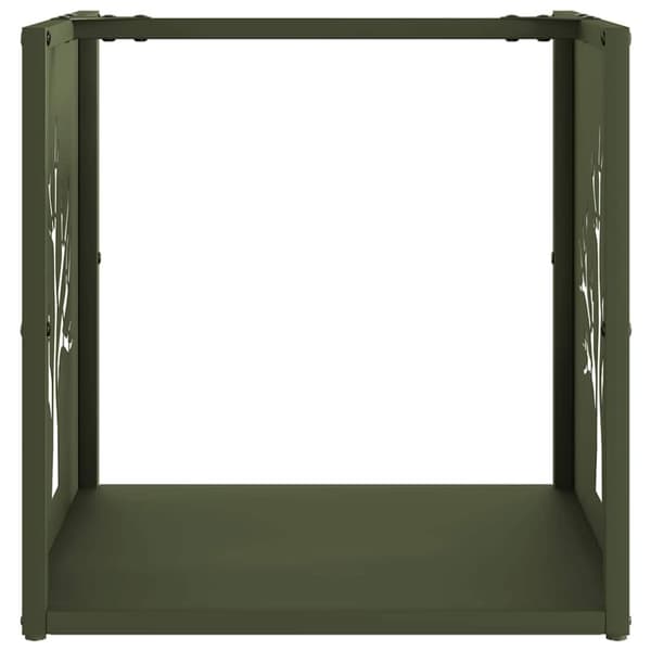 vidaXL Vedstativ olivengrønn 40x40x40 cm kaldvalset stål