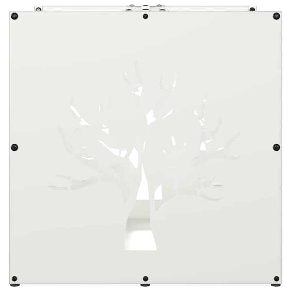 vidaXL Vedstativ hvit 40x40x40 cm kaldvalset stål