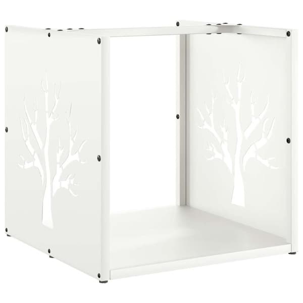 vidaXL Vedstativ hvit 40x40x40 cm kaldvalset stål