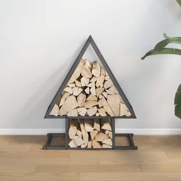 vidaXL Vedstativ svart 50x25x60 cm kaldvalset stål