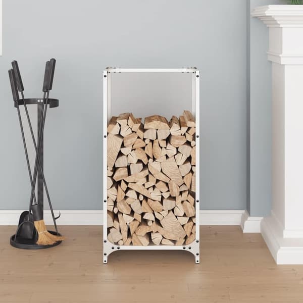 vidaXL Vedstativ hvit 40x30x80 cm kaldvalset stål