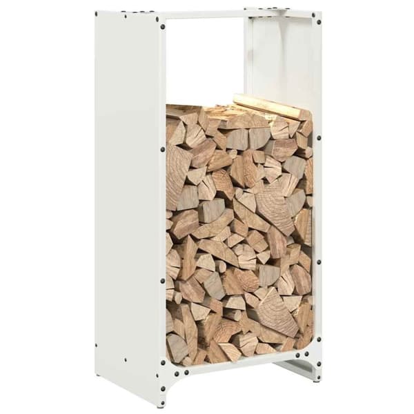 vidaXL Vedstativ hvit 40x30x80 cm kaldvalset stål