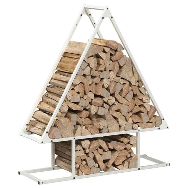 vidaXL brændestativ 80x25x90 cm koldvalset stål hvid