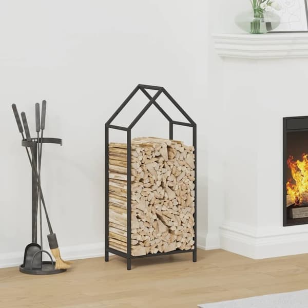 vidaXL brændestativ 40x25x90 cm koldvalset stål sort