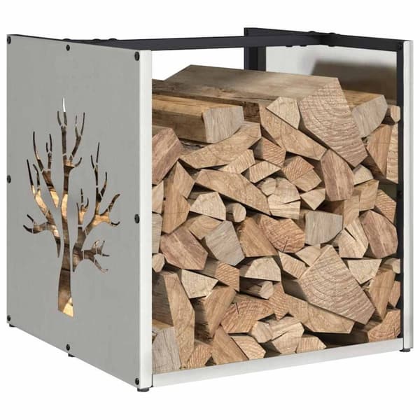 vidaXL Vedstativ 40x40x40 cm rustfritt stål