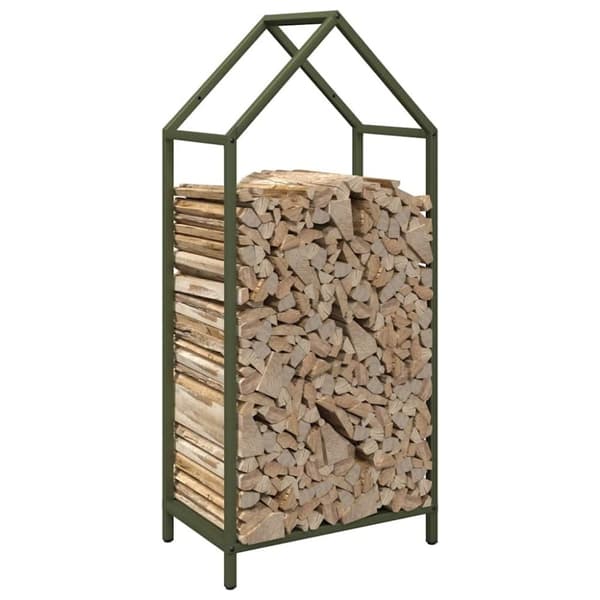 vidaXL Vedstativ olivengrønn 40x25x90 cm kaldvalset stål