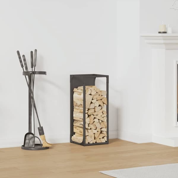 vidaXL Polttopuuteline Musta 25x25x60 cm Kylmävalssattua terästä