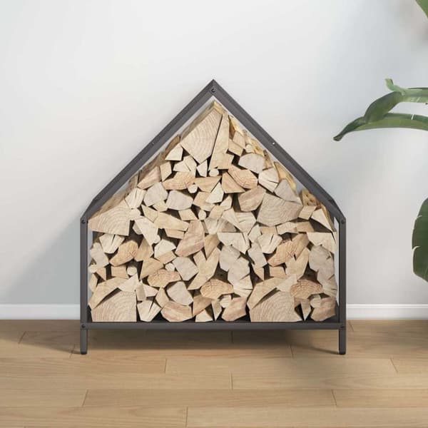 vidaXL Polttopuuteline Musta 60x25x60 cm Kylmävalssattua terästä