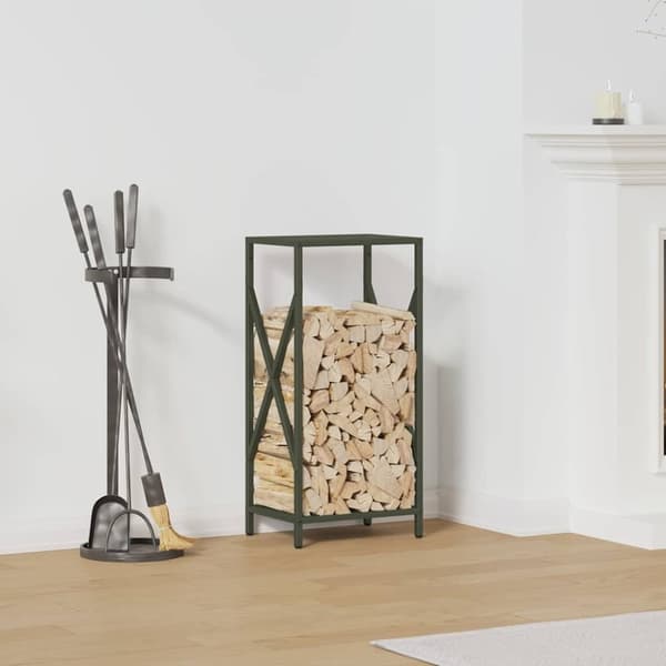vidaXL brændestativ 34x25x70 cm koldvalset stål olivengrøn