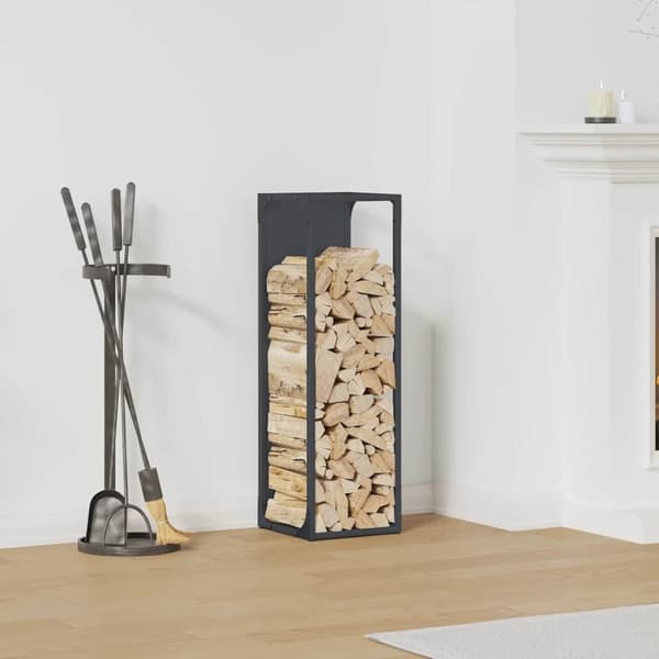 vidaXL Vedstativ antrasitt 25x25x80 cm kaldvalset stål