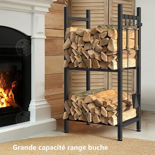 INN stockställ 41x32x20cm stor kapacitet stockställ trästöd för inomhus förvaringsställ utomhus svart trädgårdsskjul