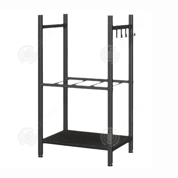 INN stockställ 41x32x20cm stor kapacitet stockställ trästöd för inomhus förvaringsställ utomhus svart trädgårdsskjul