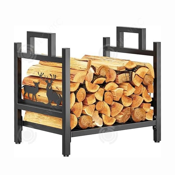 INN Log Rack 44x31x7cm Stor kapacitet stock Rack Trähållare för inomhus utomhusförvaring Svart trädgårdsskjul