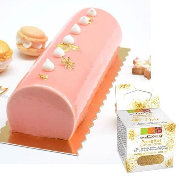 Stöd för tårtor och stänger 30 x 10 cm + guldglitter