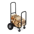 Miniatyrbild 1 av 6: Relaxdays Trolley för trästockar, stål, 107,5 x 52 x 58 cm, på 2 hjul och 2 länkhjul, kapacitet 60 kg, svart