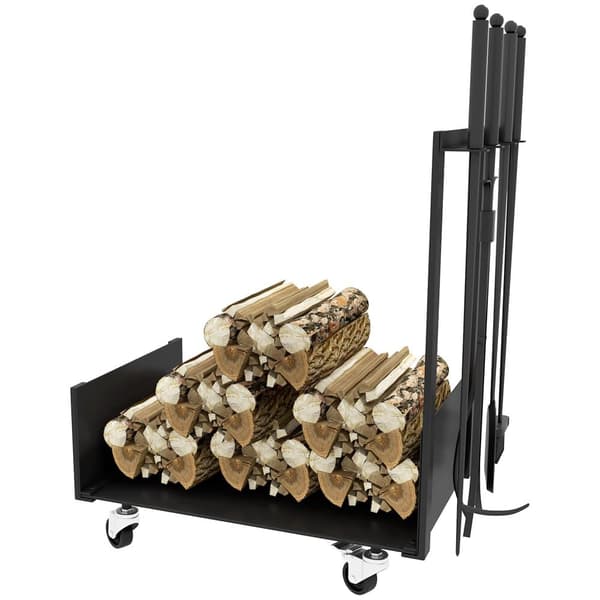 Brændeholder, 48x30x76 cm, Sort