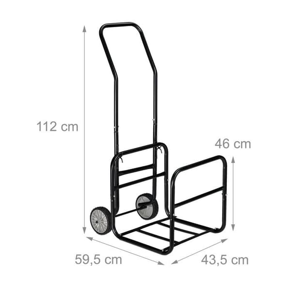 Träkärry - Relaxdays - 2 i 1 - Stål - Svart - Kapacitet 45 kg