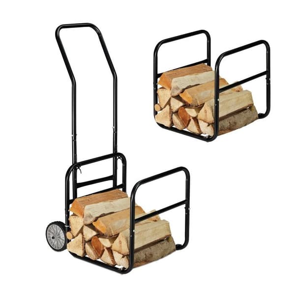 Träkärry - Relaxdays - 2 i 1 - Stål - Svart - Kapacitet 45 kg