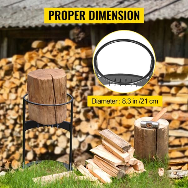 portabel vedklyver i stål, 21cm topp innerdiameter, 33cm höjd, säker och effektiv, stabil struktur, fingervänlig design, lätt att förvara
