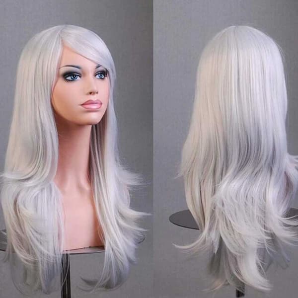Silver Vit Peruk 70cm Cosplay Utklädnad