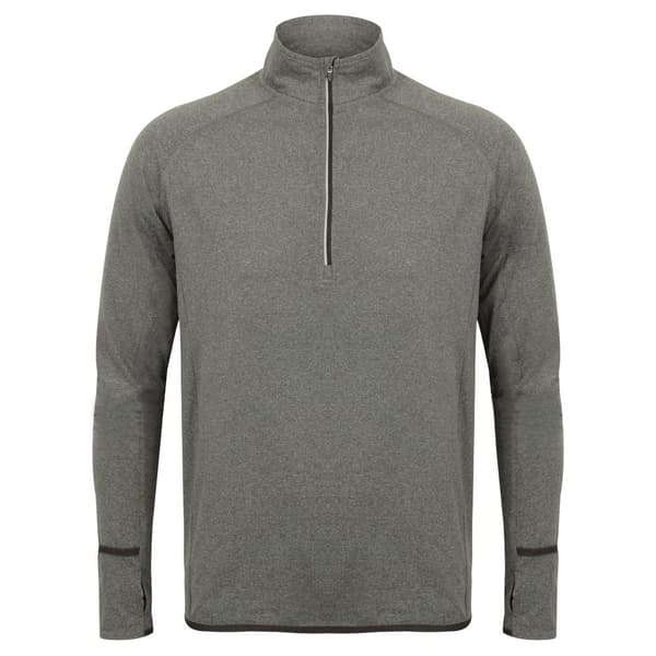 Tombo Herre langærmet Zip Neck Performance Top med lynlås