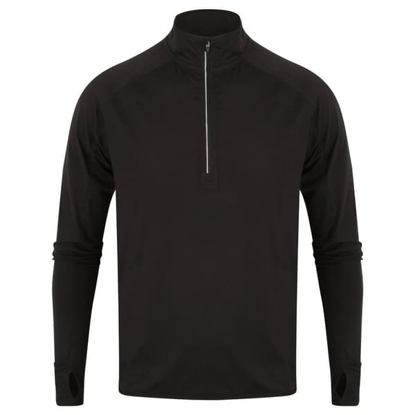 Tombo Herre langærmet Zip Neck Performance Top med lynlås