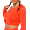 Miniatyrbild 5 av 6: Vin röd Crop Top seamless med långa armar.