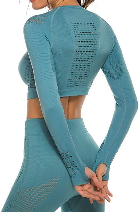 Vin röd Crop Top seamless med långa armar.