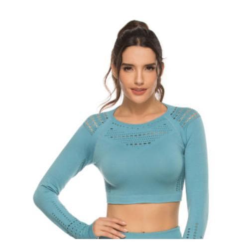 Vin röd Crop Top seamless med långa armar.