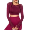 Miniatyrbild 2 av 5: Vin röd Crop Top seamless med långa armar.