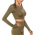 Miniatyrbild 4 av 5: Vin röd Crop Top seamless med långa armar.