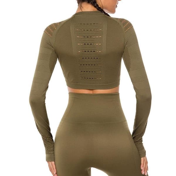 Vin röd Crop Top seamless med långa armar.