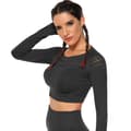 Miniatyrbild 3 av 5: Vin röd Crop Top seamless med långa armar.